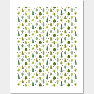 Woodland motifs on white Posters and Art